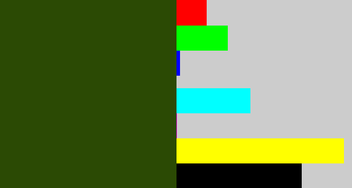 Hex color #2b4a04 - navy green