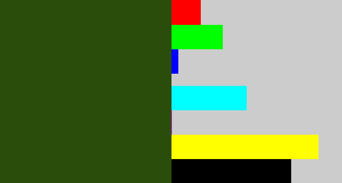 Hex color #2b4d0b - navy green