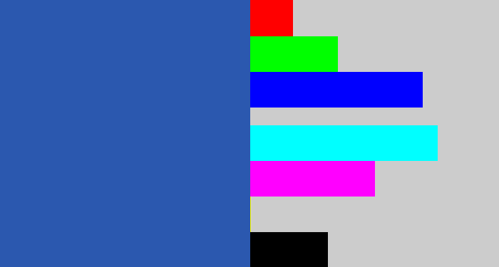 Hex color #2b58af - mid blue