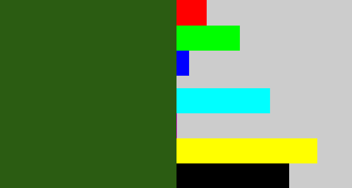 Hex color #2b5c12 - navy green