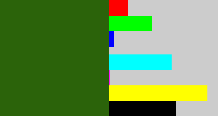 Hex color #2b630a - navy green