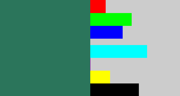 Hex color #2b755b - dark green blue