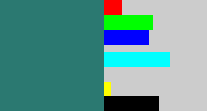 Hex color #2b7971 - blue green
