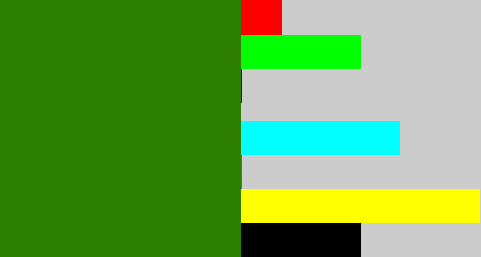 Hex color #2b7f01 - dark grass green