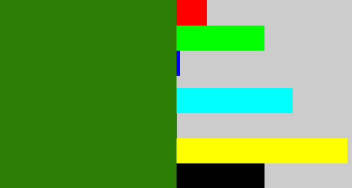 Hex color #2b7f04 - dark grass green
