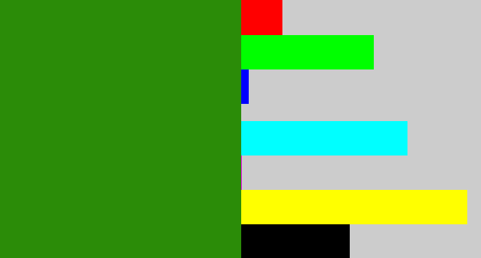 Hex color #2b8c08 - dark grass green