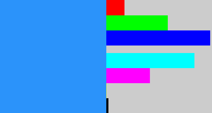 Hex color #2b93fa - dodger blue