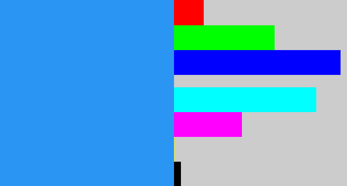 Hex color #2b95f4 - dodger blue