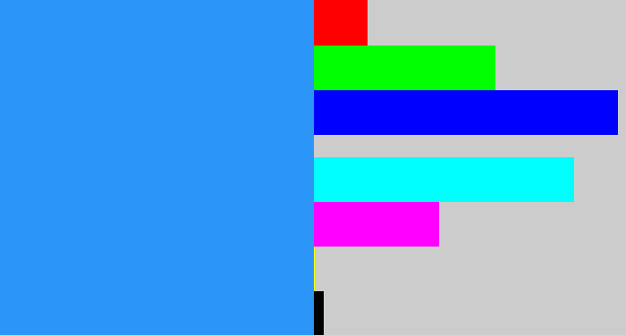 Hex color #2b95f8 - dodger blue