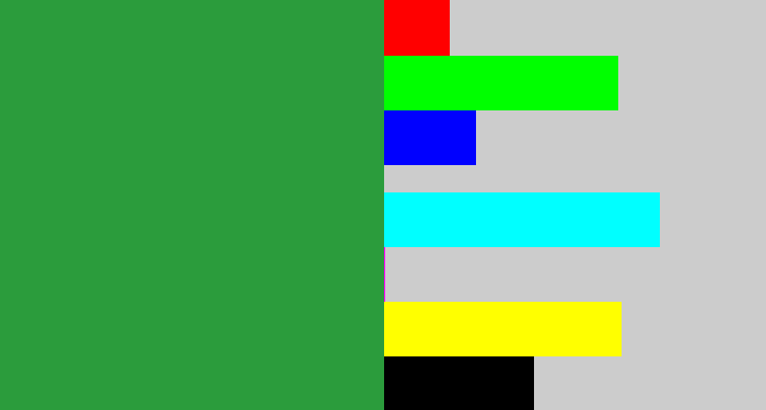 Hex color #2b9c3c - medium green