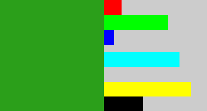 Hex color #2b9f1a - grass green
