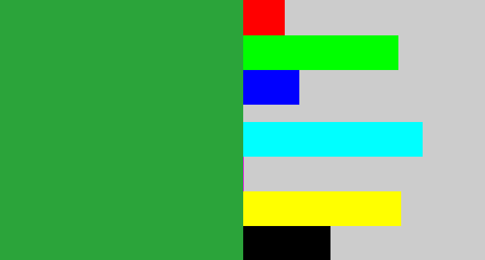 Hex color #2ba43a - medium green