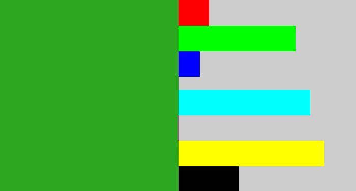 Hex color #2ba81f - green