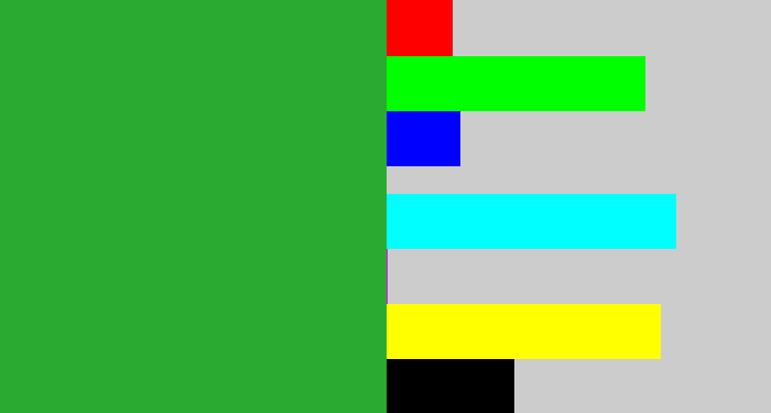 Hex color #2baa31 - medium green