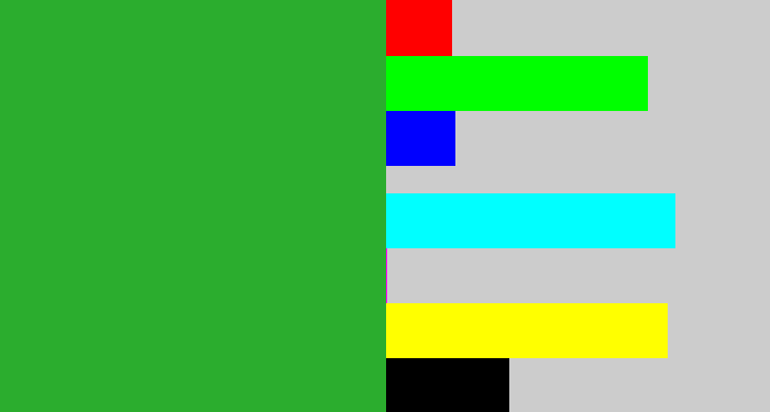 Hex color #2bad2e - medium green