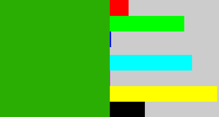 Hex color #2bae03 - grassy green