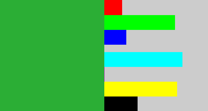 Hex color #2bae35 - medium green