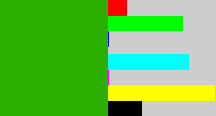 Hex color #2baf01 - grassy green
