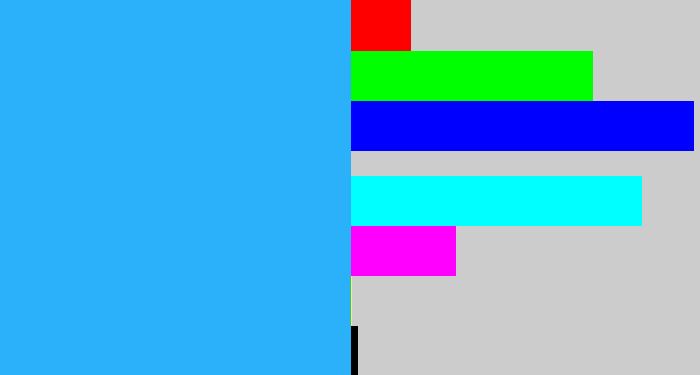 Hex color #2bb0fa - azure