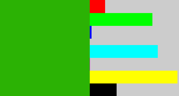 Hex color #2bb204 - grassy green