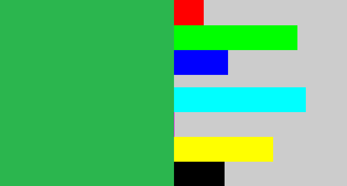 Hex color #2bb64e - medium green