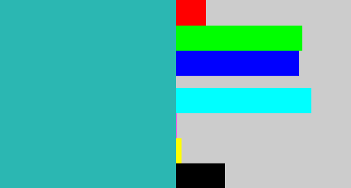 Hex color #2bb7b2 - tealish