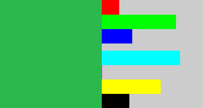 Hex color #2bb94d - medium green