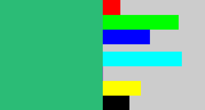 Hex color #2bbc76 - bluey green