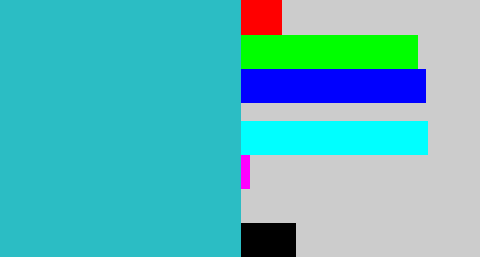Hex color #2bbdc4 - tealish