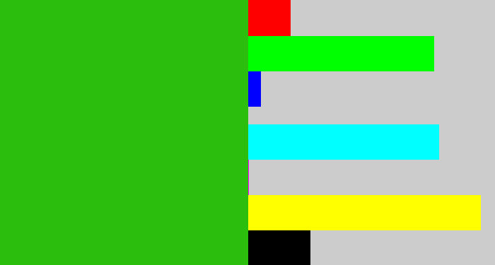 Hex color #2bbe0c - green