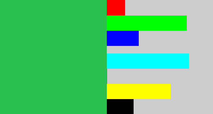 Hex color #2bbf4d - medium green