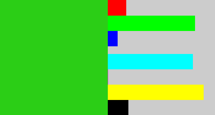 Hex color #2bce16 - vivid green