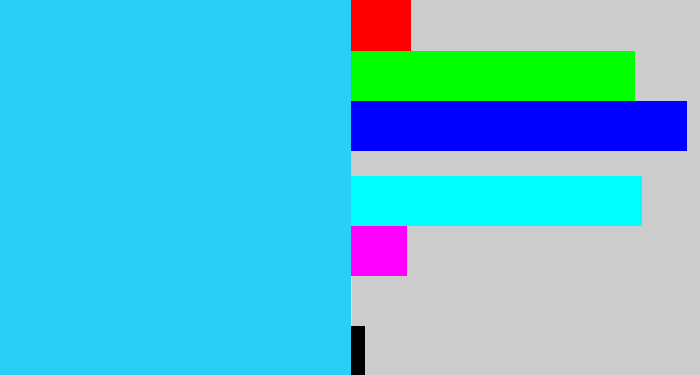 Hex color #2bcef6 - neon blue