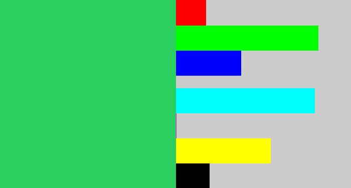 Hex color #2bcf5f - algae green
