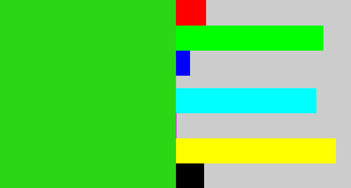 Hex color #2bd714 - vivid green