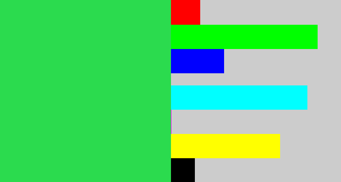 Hex color #2bdb4e - bright light green