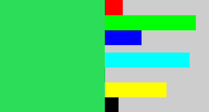 Hex color #2bde5a - bright light green