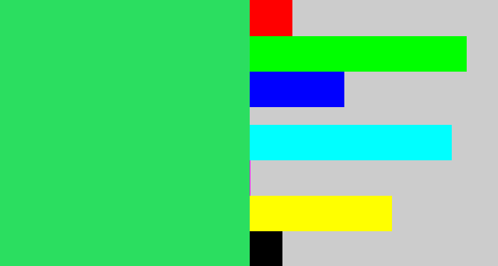 Hex color #2bde60 - algae green