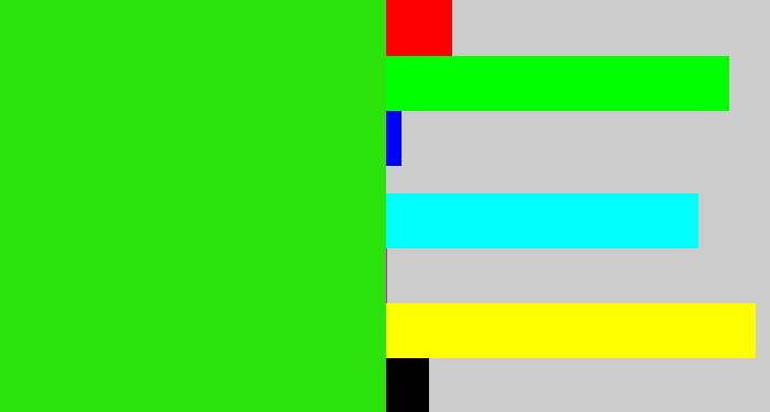 Hex color #2be30a - vivid green