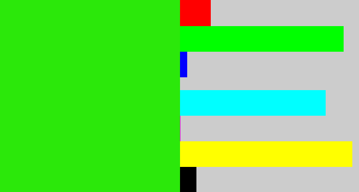 Hex color #2be80a - vivid green