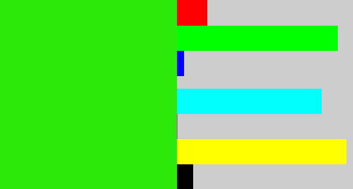 Hex color #2be90a - vivid green