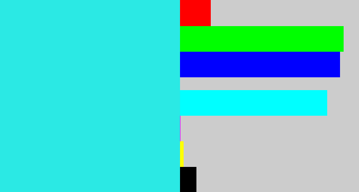 Hex color #2be9e4 - bright light blue