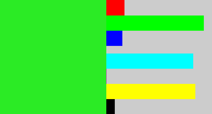 Hex color #2beb25 - radioactive green
