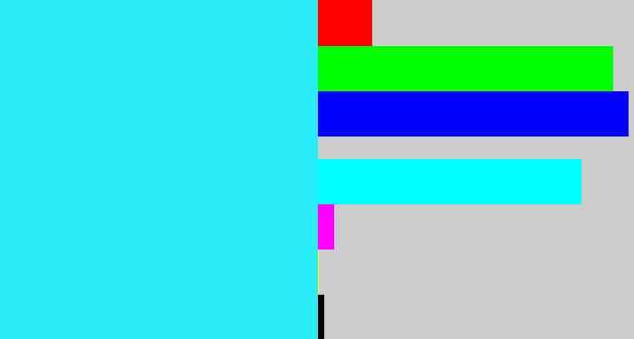 Hex color #2bedfa - bright light blue