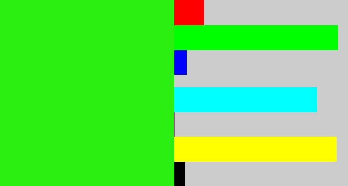 Hex color #2bef11 - vivid green