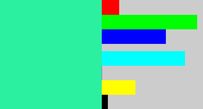 Hex color #2bf0a0 - greenish cyan
