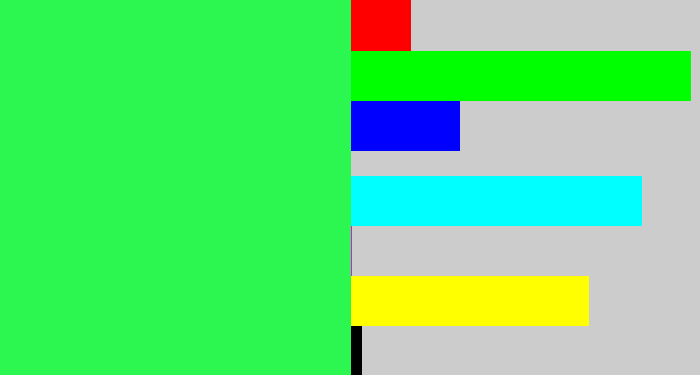 Hex color #2bf750 - bright light green