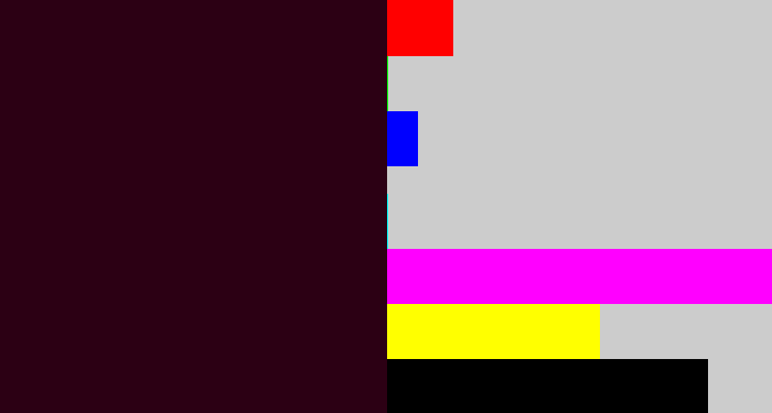 Hex color #2c0014 - dark maroon