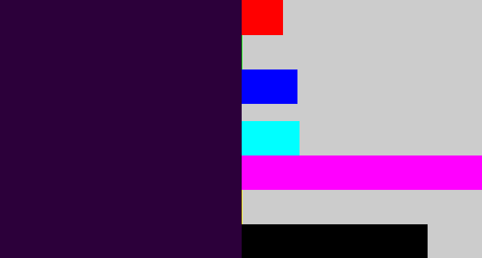 Hex color #2c003a - midnight purple