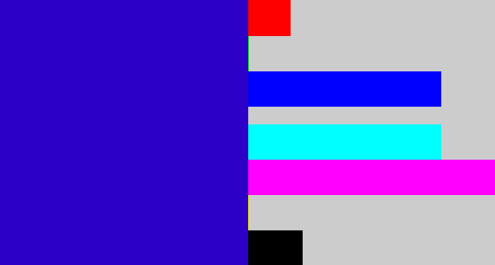 Hex color #2c00c7 - ultramarine